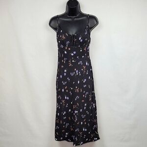 Aritzia Wilfred Bellow Midi Dress Floral Print Black Size 2